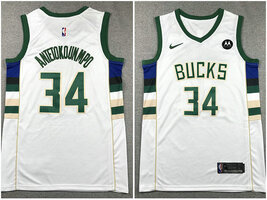 Bucks 34 Giannis Antetokounmpo White Nike Swingman Jersey