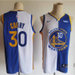 Men's Golden State Warriors 30 Stephen Curry Blue White Split Stitched Basletbal