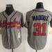 Atlanta Braves 31 Greg Maddux Gray Throwback Jersey