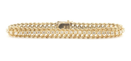 Women's 14KT Yellow Gold Estate 1.65 ctw Round Diamond Rope Tennis Bracelet 17g