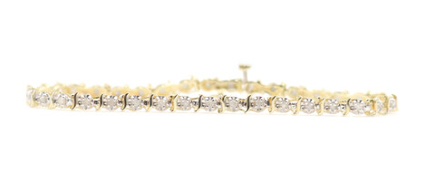 0.45 ctw Round Diamond 10KT Yellow Gold Women's Estate 7" Tennis Bracelet - 4.7g