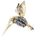 1.14 ctw Blue Sapphire & Diamond 14KT Yellow Gold Hummingbird Brooch Pendant 