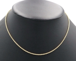 14KT Yellow Gold 1.9mm Wide High Shine Women's Rope Chain Necklace 16" - 5.0g