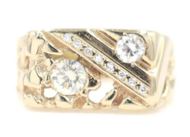 Men's Unique 0.88 Ctw Round Diamond 14KT Yellow Gold Retro-Style Nugget Ring 11g