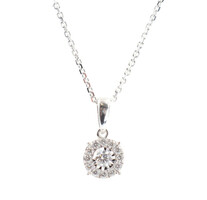 0.23 ctw Round Diamond Halo 14KT White Gold Pendant on 18" 10KT Gold Necklace