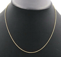 Classic 14KT Yellow Gold 1.3mm Wide High Shine Rope Chain Necklace 18.5" - 3.5g
