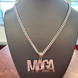  Silver Maga necklace on Cuban Chain