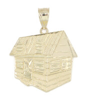 Diamond-Cut High Shine 10KT Yellow Gold Boarded / Trap House Pendant 1.3" - 3.8g