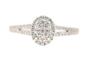 0.37 ctw Round Diamond Oval Cluster 10KT White Gold Halo Women's Engagement Ring