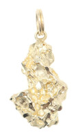 Retro Style 14KT Yellow Gold Diamond-Cut Nugget Necklace Pendant 1.1" - 2.96g