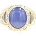 3.60 Ct Lab-Created Star Sapphire & Diamond Accents 10KT Gold Watch Band Ring