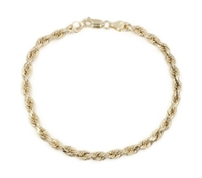 Classic Peru 10KT Yellow Gold 4.7mm Hollow Rope Chain Bracelet 9 1/4" 4.44 Grams