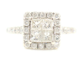 1.80 Ctw Princess & Round Diamond 14KT White Gold Square Halo Engagement Ring