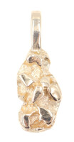 Small Classic 14KT Yellow Gold Retro-Style Nugget Necklace Pendant 0.8" - 1.8g