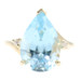 7.50 Ct Teardrop/Pear Cut Blue Topaz & Round Diamond 14KT Yellow Gold Ring - 4g