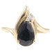 Women's 0.40 Ctw Teardrop Onyx & Round Diamond Accent 14KT Yellow Gold Ring 2.6g