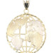 Satin Finish 10KT Two-Tone Gold Diamond-Cut World Globe Necklace Pendant 1.5"