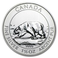 Canada 1.5 oz Silver $8 Polar Bear 
