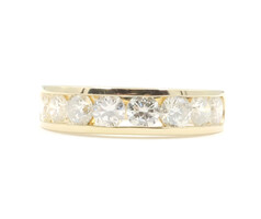 Channel-Set 2.15 Ctw Round Diamond 14KT Yellow Gold Wedding Band by KRN - 5.06g