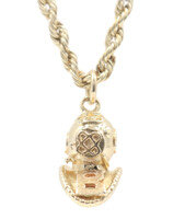 14KT Custom Yellow Gold Diving Helmet Pendant on 21" 14KT Gold Rope Necklace 16g