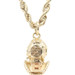 14KT Custom Yellow Gold Diving Helmet Pendant on 21" 14KT Gold Rope Necklace 16g