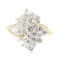 Women's 2.20 ctw Round Diamond 14KT Yellow Gold Estate Cluster Diamond Ring 5.7g