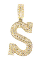 10KT Yellow Gold S Iced 1.00 ctw Diamond Covered "S" 1.4" Initial Pendant - 5.0g