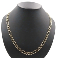 Heavy 10KT Yellow Gold 9.3mm Wide Classic Figaro Chain Necklace 25" - 49.0 Grams