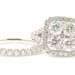 2.95 cttw Round Diamond Cluster Square Halo 14KT White Gold Wedding Ring Set 