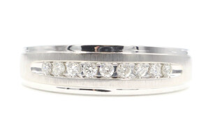 Satin-Finish 0.27 Ctw Round Diamond 10KT Gold Channel Wedding Band Ring MGW 4.2g