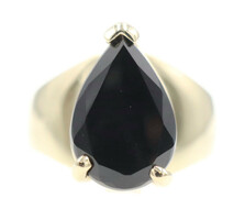 Women's Solitaire 1.30 Ct Pear Cut Black Onyx 10KT Yellow Gold Cocktail Ring