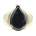 Women's Solitaire 1.30 Ct Pear Cut Black Onyx 10KT Yellow Gold Cocktail Ring