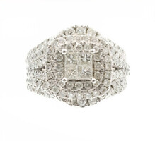 2.10 ctw Princess & Round Diamond Double Halo 14KT White Gold Wedding Ring Set
