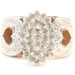 Women's 0.65 Ctw Single Cut Diamond Oval Cluster 10KT Gold Open Heart Ring by CM