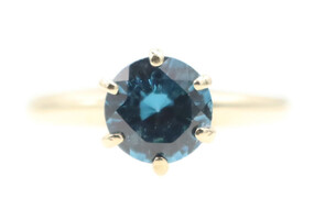 Solitaire 1.05 Ct Round Cut London Blue Topaz 10KT Yellow Gold Engagement Ring