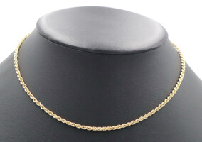 Classic 14KT Yellow Gold 2.7mm Wide High Shine Rope Chain Necklace 16" - 8.84g