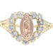 Women's 14KT Yellow & Rose Gold Virgin Mary Round CZ Open Heart Ring Size 9.5