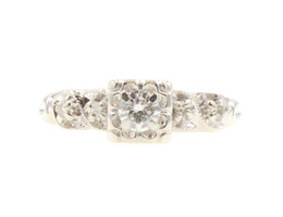 Estate 14KT White Gold 0.35 ctw Round Diamond Vintage Style Engagement Ring 2.7g