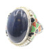 11.20 ctw Lapis Lazuli Green Black & Orange Enamel Seed Pearl 10KT Gold Ring 