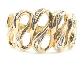 10KT Yellow Gold Two Tone Illusion Unique Wave Woven Estate Women's Ring 4.5g