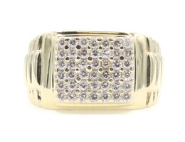 Men's Classic 10KT Yellow Gold 1.00 ctw Round Diamond Watch Band Cluster Ring 