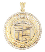 Large Custom 2.85 Ctw Round Diamond 14KT Yellow Gold Cadillac Medal Pendant 43g