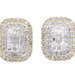 1.90 Ctw Baguette & Round Diamond Cluster 10KT Gold Double Halo Stud Earrings