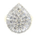 2.10 Ctw Round & Baguette Diamond Teardrop Cluster 14KT Gold Halo Cocktail Ring