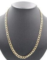 High Shine 10KT Yellow Gold 7.9mm Semi-Hollow Curb Chain Necklace 24" - 24.30g