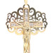 Filigree 10KT Yellow Gold Round CZ Crucifix Tree Pendant on 10KT Rope Chain 20"