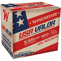 Winchester USA Valor 5.56 NATO M855 Ammunition 62 Grains SS109 FMJ Green Tip 