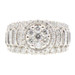 5.20 Ctw Round & Baguette Diamond 14KT White Gold Round Cluster Halo Ring 12.8g