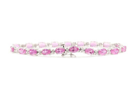 7.95 Ctw Lab-Created Pink Sapphire & Diamond Accents 10KT Gold Tennis Bracelet