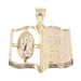 "Lord Hear Our Prayer" 14KT Yellow Gold Open Bible Necklace Pendant 0.9" - 1.73g
